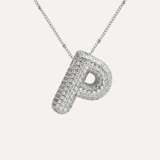 Silver Rhinestone Initial Necklace image 10