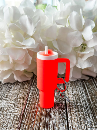 Stanley Cup Keychain/Lip Balm Holder - Neon Orange image
