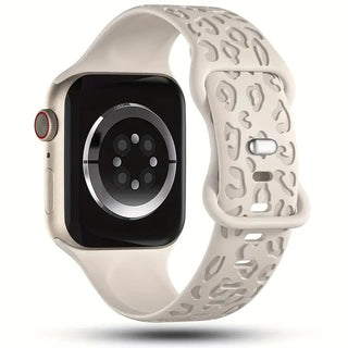 Leopard Engraved Smart Watch Bands - White image