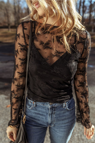 Black Mesh Long Sleeve Top image 0