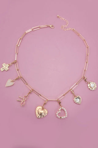 Bow Heart Removable Charm Necklace