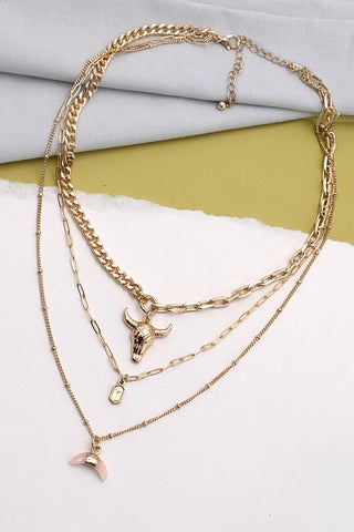 Bull Horn Multi Layer Necklace