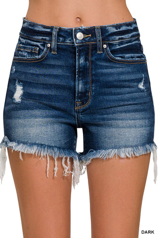 Venice Raw Frayed Hem Ripped Denim Shorts