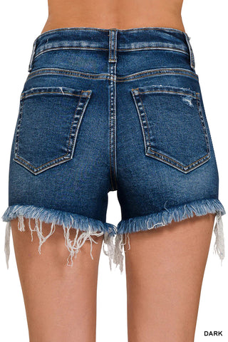 Venice Raw Frayed Hem Ripped Denim Shorts