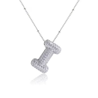 Silver Rhinestone Initial Necklace