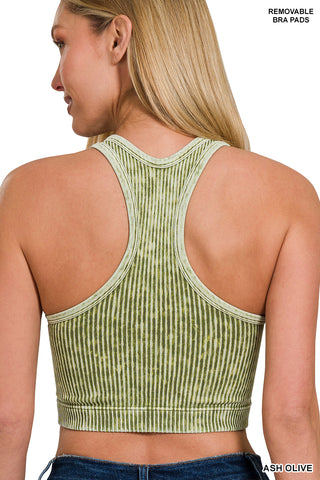 Washed Seamless Racerback Bralette with Bra Pads