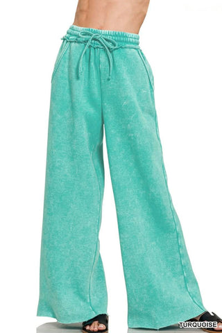 Acid Wash Fleece Palazzo Sweatpants
