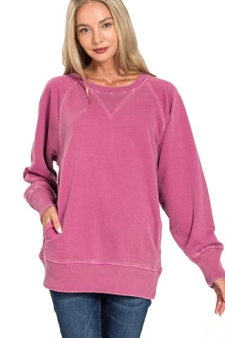 Pigment Dyed French Terry Pullover with Pockets