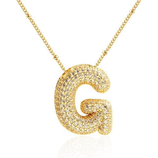 Gold Rhinestone Initial Necklace