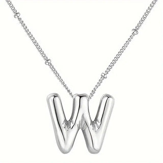 Silver Initial Bubble Necklace - W image