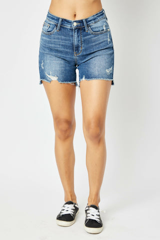 Judy Blue Mid Risse Hi-Lo Hem Shorts image 0