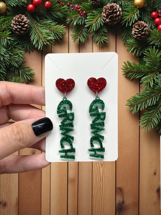 Grinch Dangle Earrings image 0
