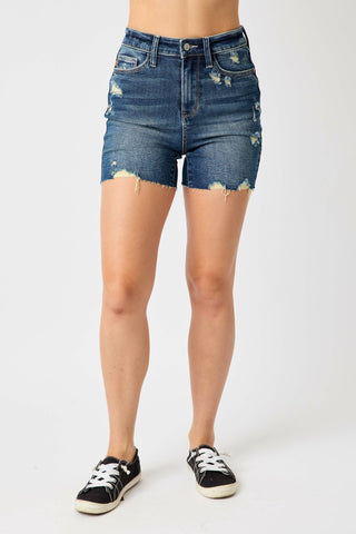 Judy Blue H/W Mild Destroy Cut Off Mid Length Shorts image 0
