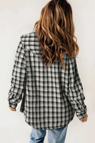 Charcoal Plaid Sherpa Lined Hooded Coat image 1
