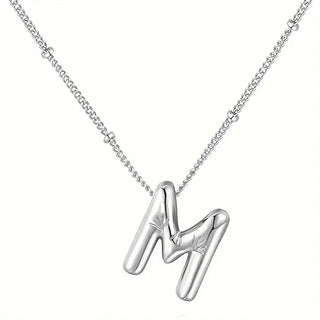 Silver Initial Bubble Necklace - M image