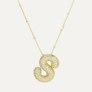 Gold Rhinestone Initial Necklace image 3
