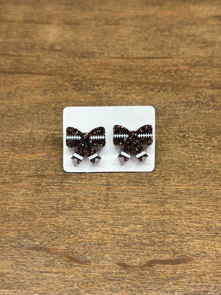 Glitter Football Bow Studs
