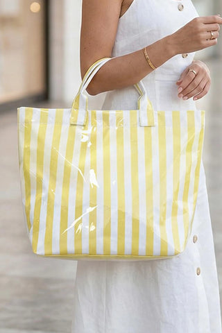 Large Striped Vinyl Tote Bags