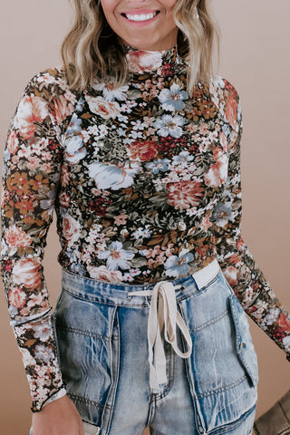 Floral Mesh Long Sleeve Top image 0