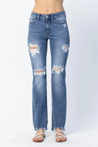 Judy Blue Destroyed Straight Leg Jeans image 0