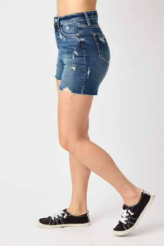 Judy Blue H/W Mild Destroy Cut Off Mid Length Shorts image 1