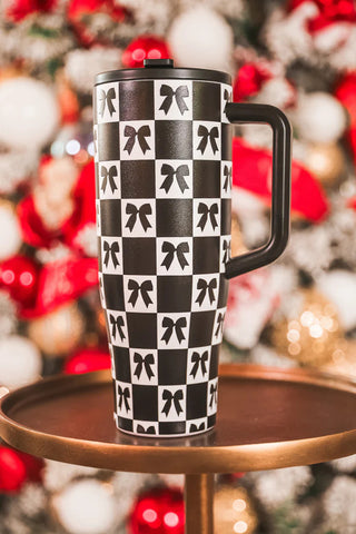 Bow Chic Checkered Sleek Tumbler image 0