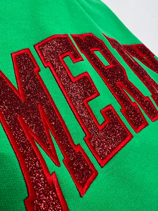 Merry Embroidered Glitter Applique Sweatshirts image 1