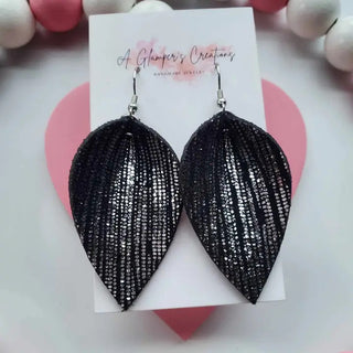 Metallic Pinched Petals Leather Earrings