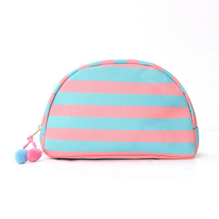 Shell-Shaped Striped Makeup Pouch Cute Zipper Cosmetic Bag