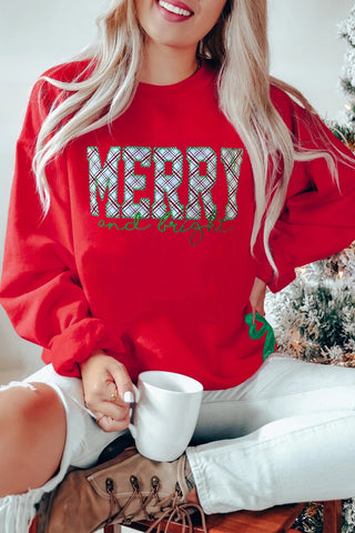 Merry & Bright Embroidered Sweatshirt w/Bow Sides image 0