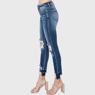 High Rise Ankle Skinny with Distressed Hem image 2