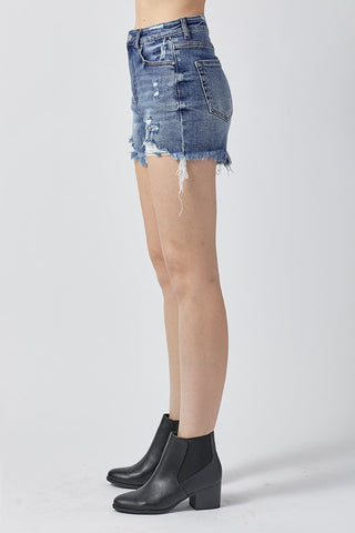 Risen High Rise Distressed Shorts image 2