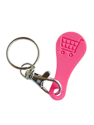 Shopping Cart Quarter Saver Keychain - Hot Pink image