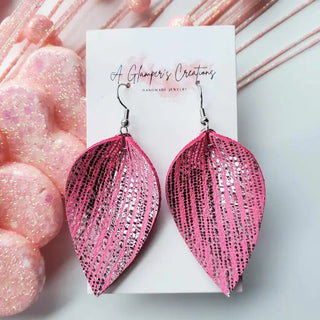 Metallic Pinched Petals Leather Earrings