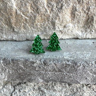 Glitter Christmas Tree Studs image 2