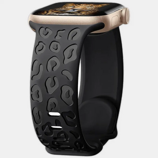 Leopard Engraved Smart Watch Bands - Black image