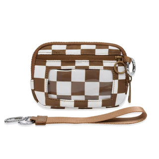 Checkered Nylon Wristlet - Brown image