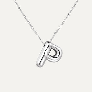 Silver Initial Bubble Necklace - P image