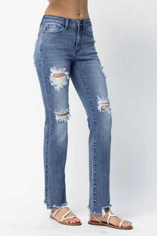 Judy Blue Destroyed Straight Leg Jeans image 1