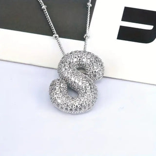 Silver Rhinestone Initial Necklace image 14