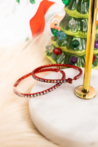 Life's A Party Crystal Red Hoop Earrings image 0