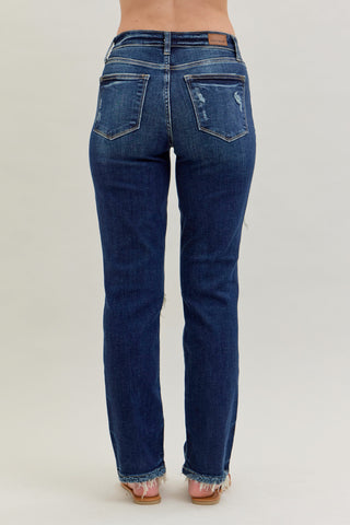 Judy Blue Mid Rise Heavy Destroyed Straight Jeans image 2