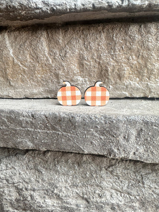 Orange Buffalo Plaid Studs image 0