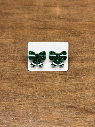 Glitter Football Bow Studs