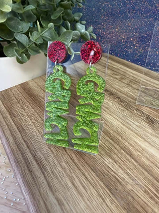 Glitter Grinch Dangles