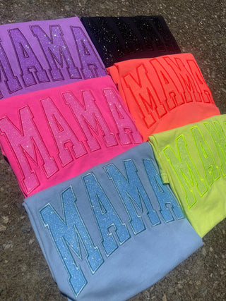 Glitter Embroidered Mama Tee