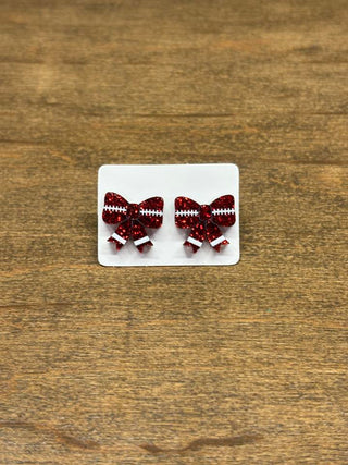 Glitter Football Bow Studs